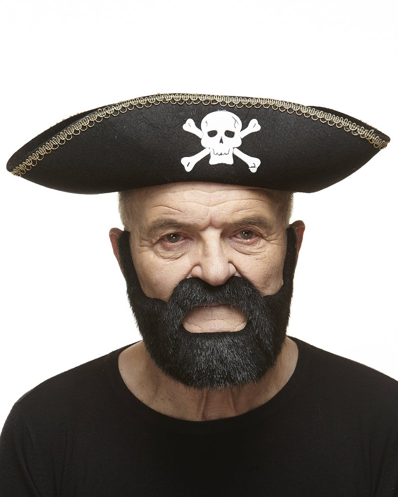 Mustaches Self Adhesive, Novelty, Nobleman Fake Beard and Fake Mustache, False Facial Hair, Costume Accessory for Adults, Black Lustrous Color - Image 1